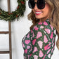 Pink Pines Holiday Mesh Long Sleeve Top