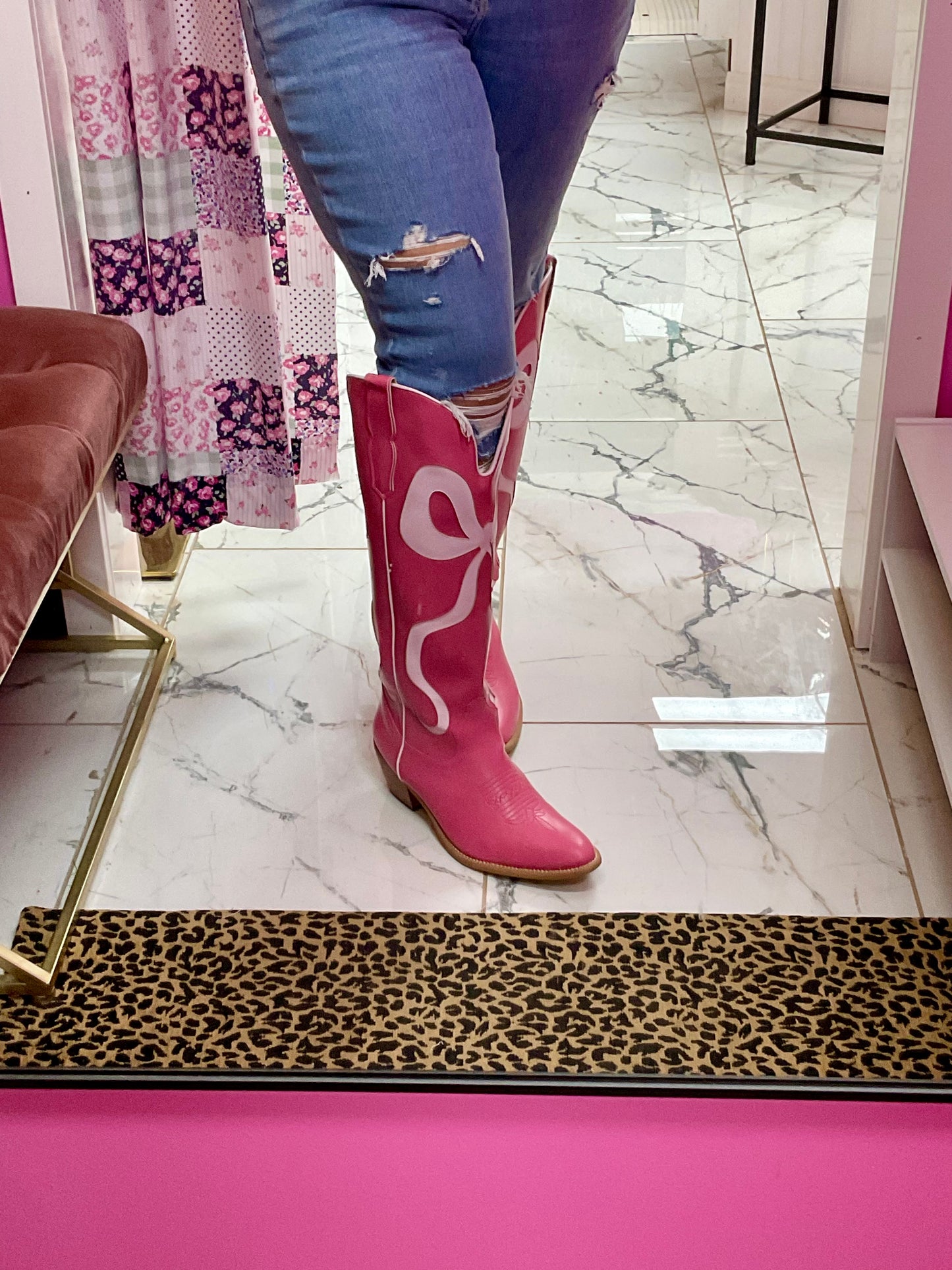 Dolly Pink Bow Tall Boots