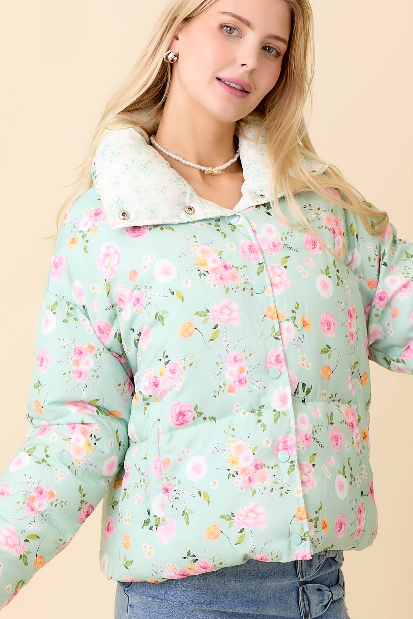 Floral Printed Puffer Jacket
