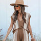 CWSTB1506_CASUAL SHORTS V-NECK KNITTED TOP TWO-PIECE SET