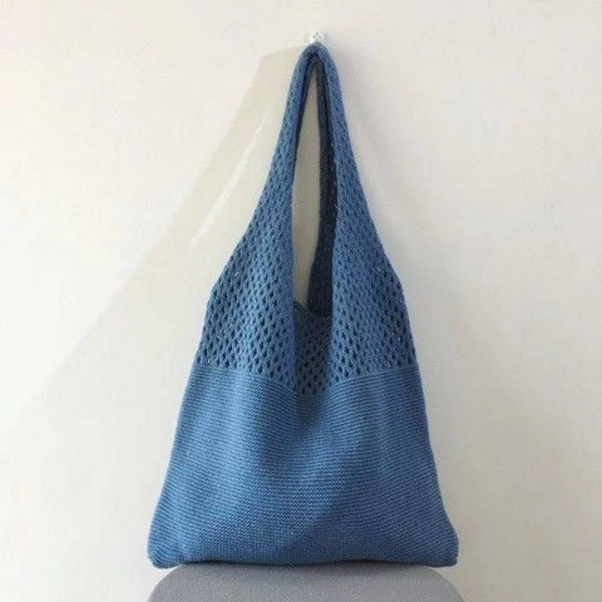 CWAB1952_SOLID COLOR VINTAGE KNIT TOTE BAG