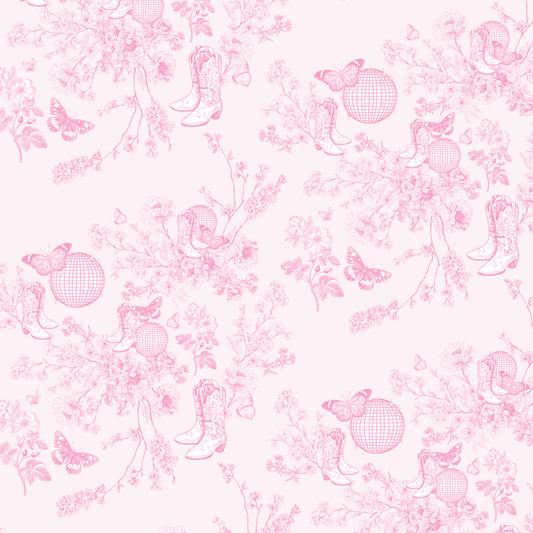 Pink Disco Cowgirl Toile Wrapping Paper - Roll of 3 Sheets