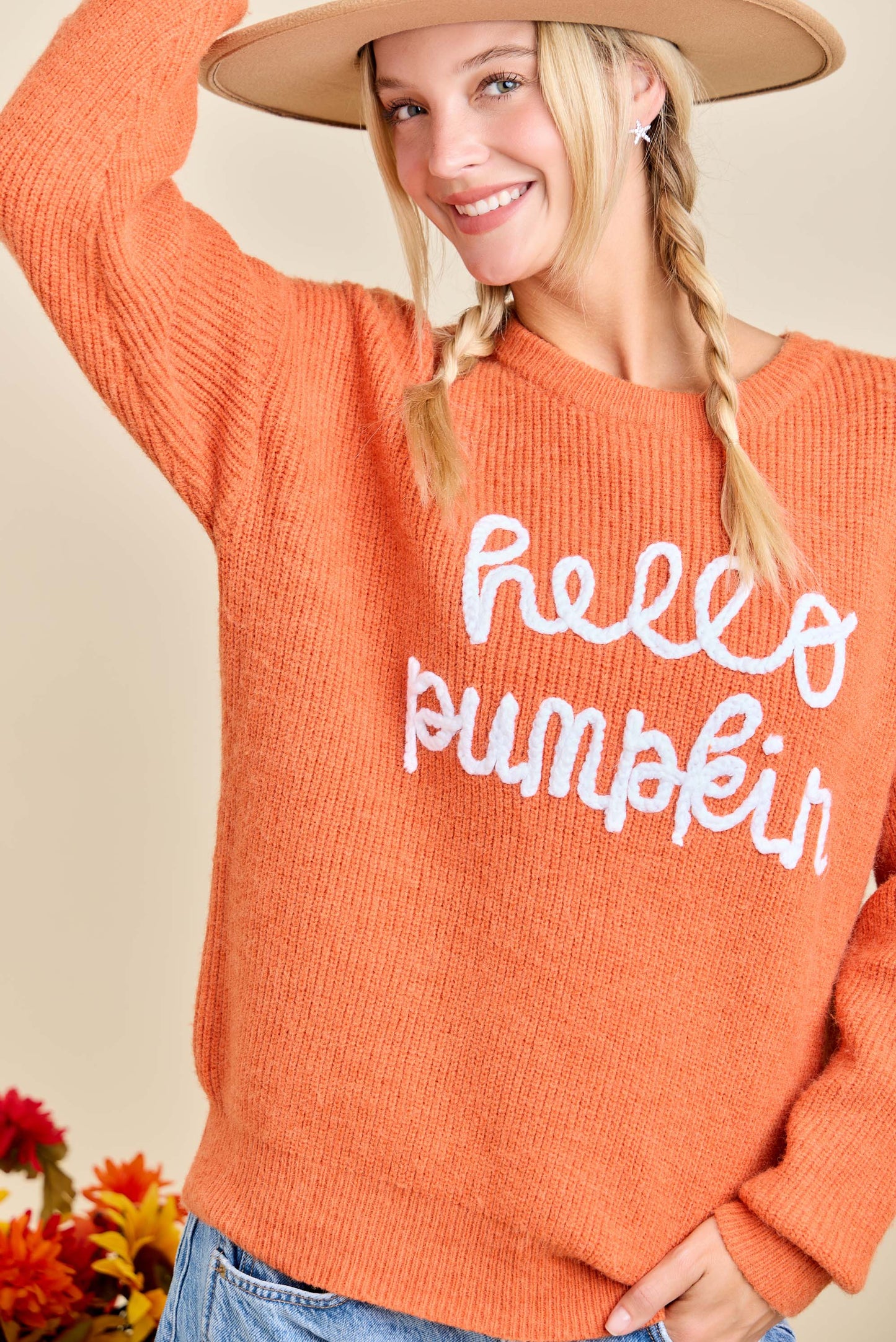 Hello Pumpkin Letter Verbiage Sweater
