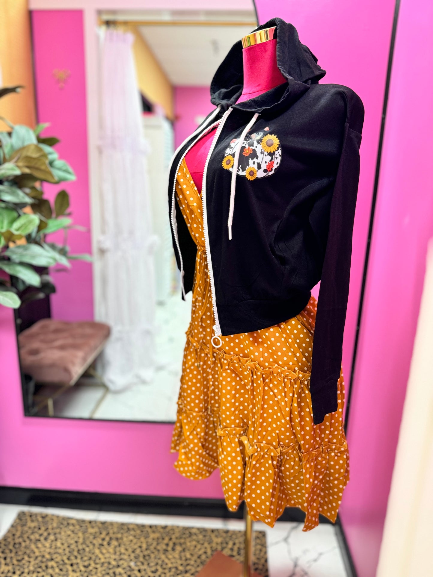 Cow Pumpkin Black Fleece Zip