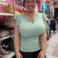 Mint Textured Ruffle Top