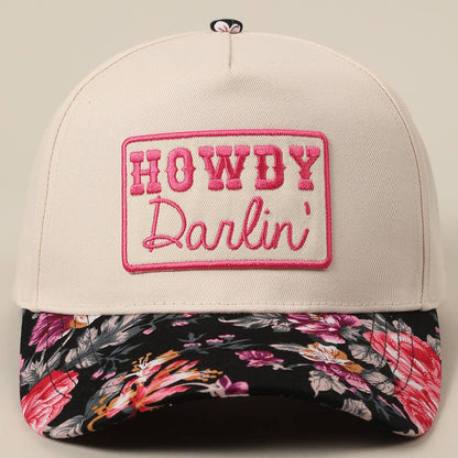 HOWDY Darlin' Embroidery Patch Floral Two-Tone Hat