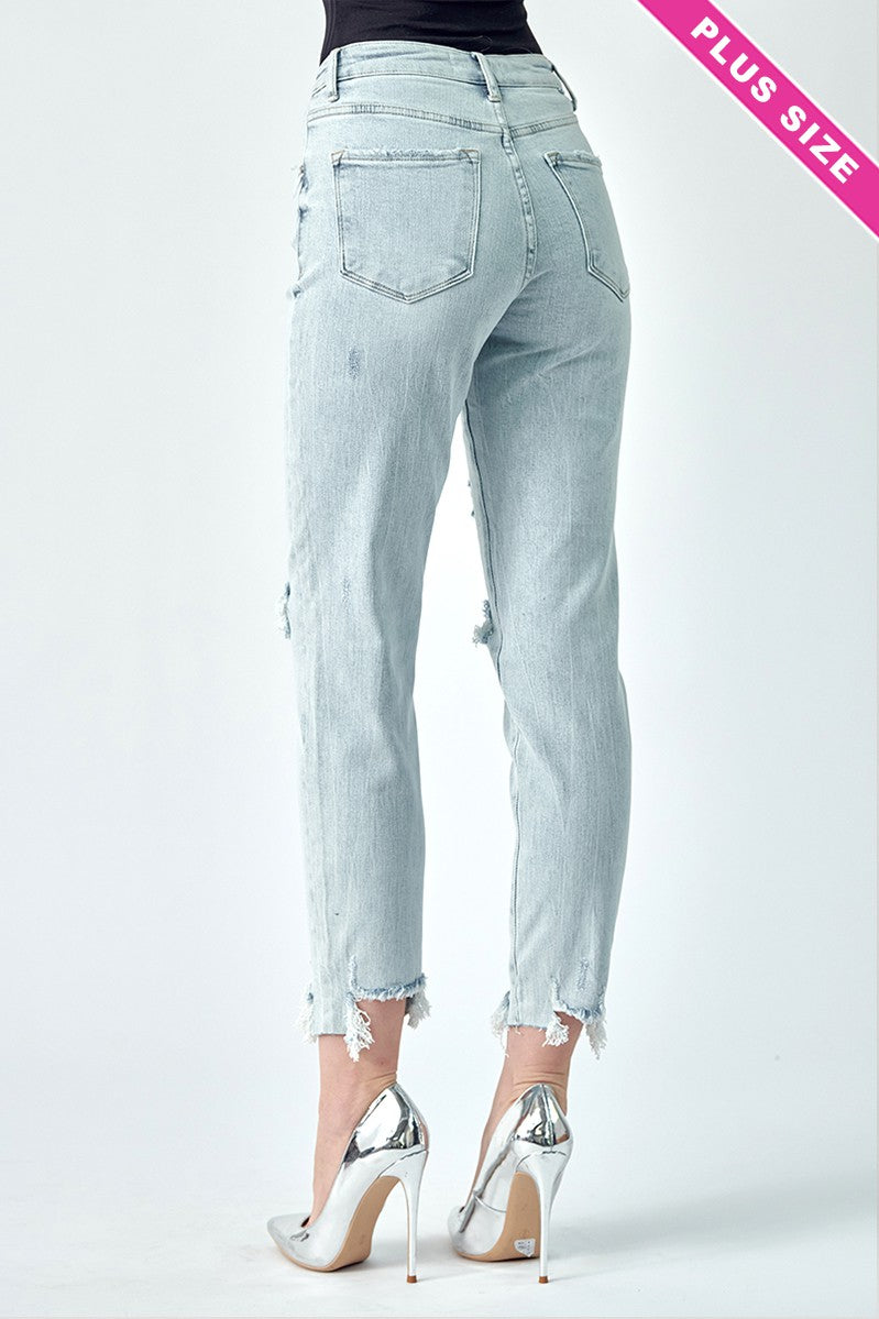 RISEN PLUS SIZE HIGH RISE BOYFRIEND JEANS