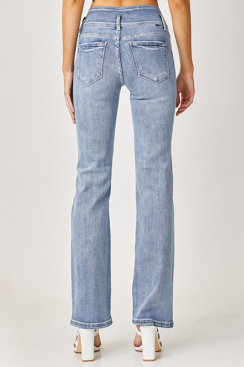 RISEN HIGH RISE WIDE STRAIGHT TRIPPLE BUTTON FLY JEANS
