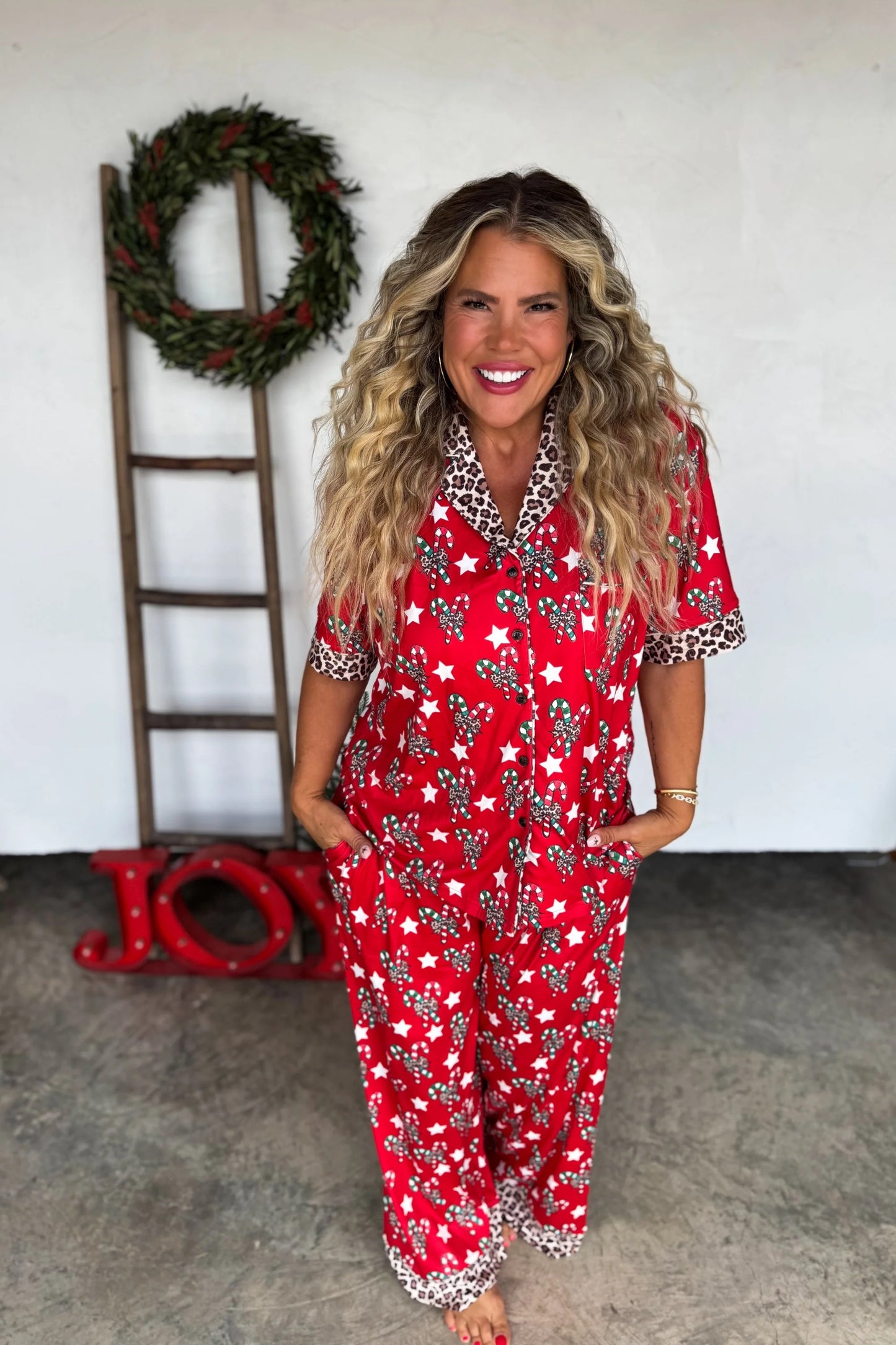 Candy Cane Leopard Christmas Luxe Jammies