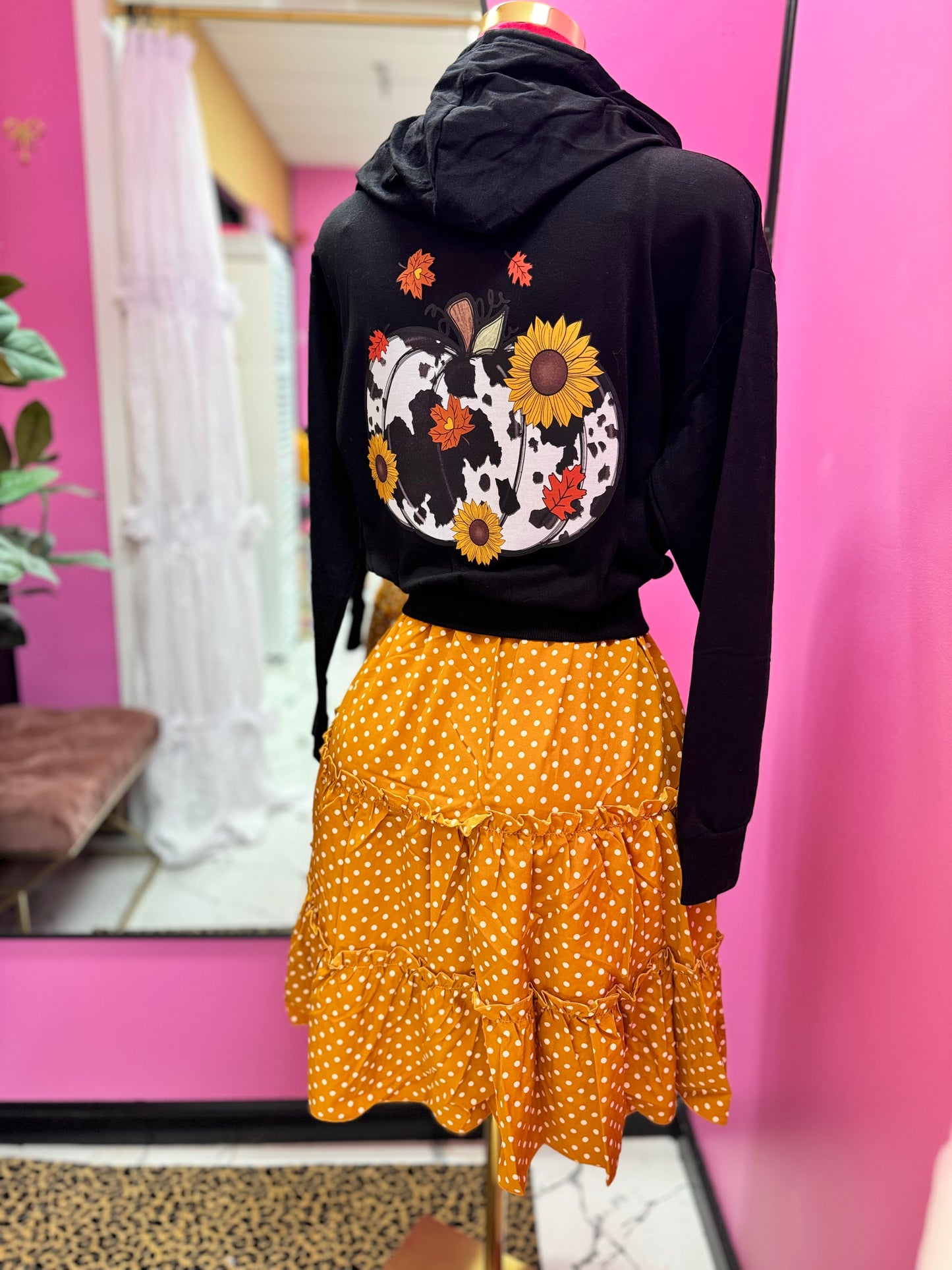 Cow Pumpkin Black Fleece Zip