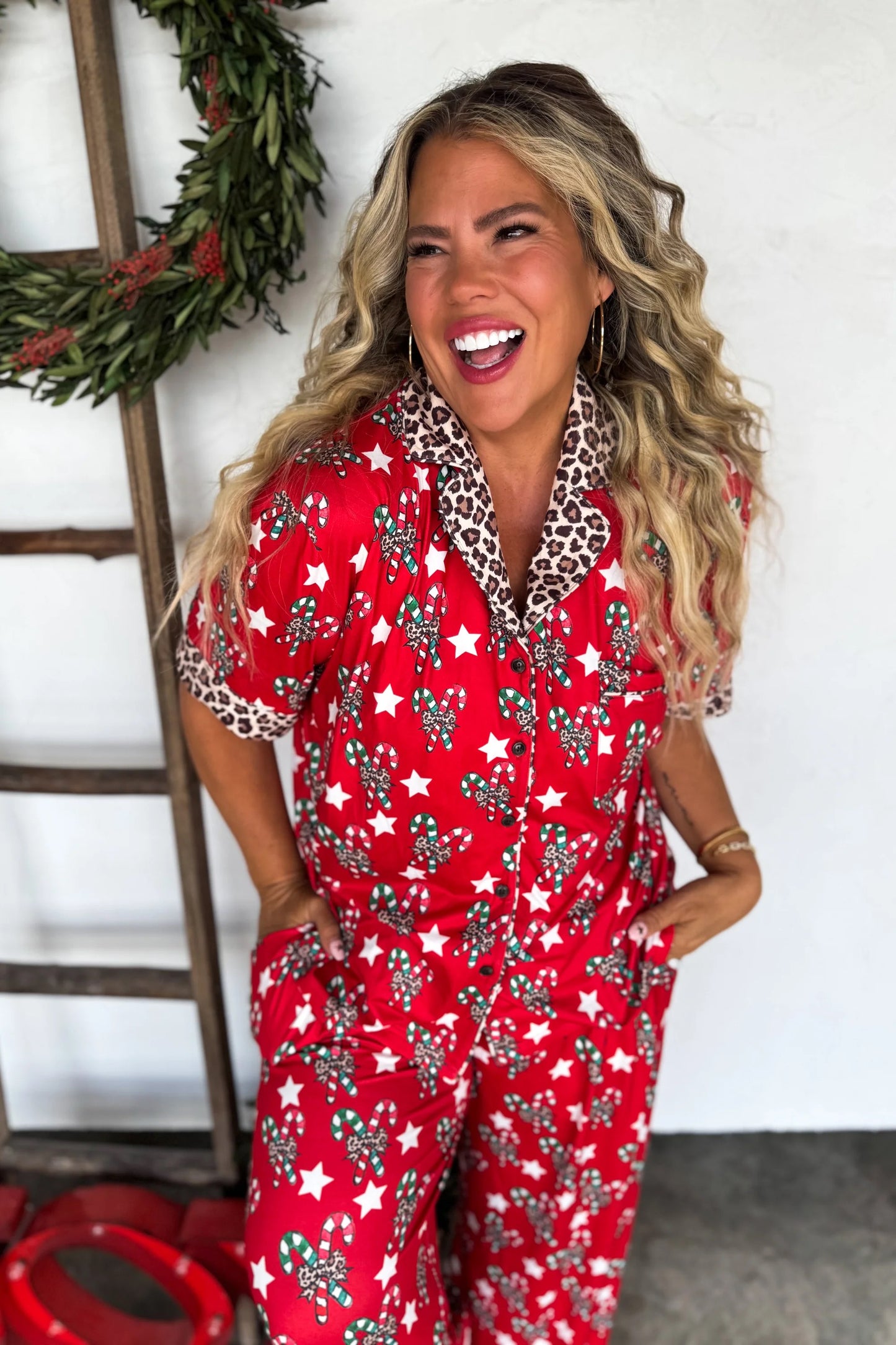 Candy Cane Leopard Christmas Luxe Jammies