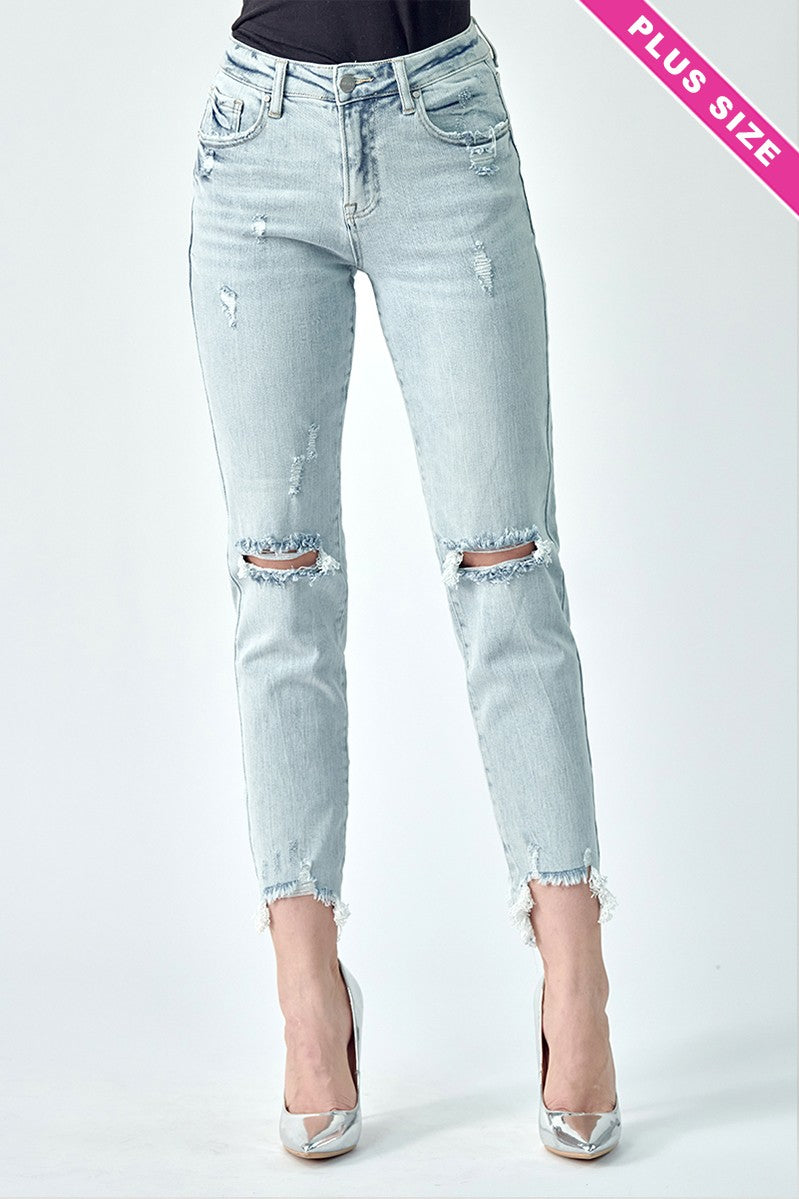 RISEN PLUS SIZE HIGH RISE BOYFRIEND JEANS