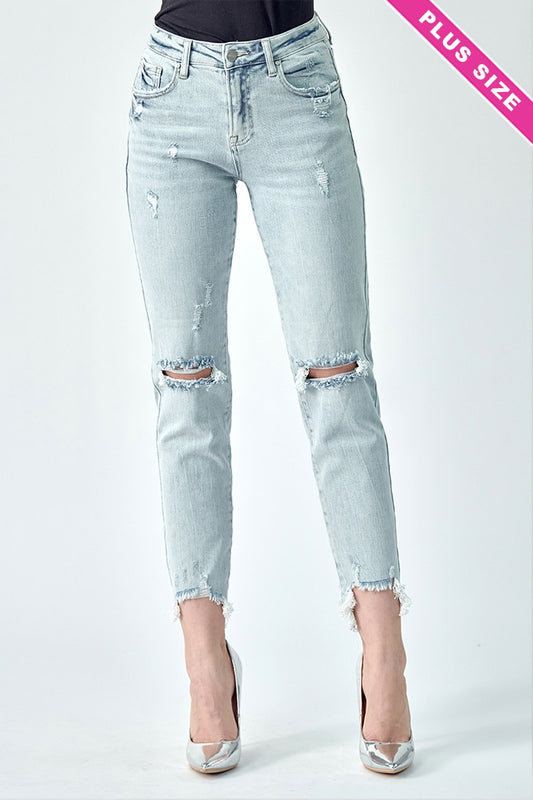 RISEN PLUS SIZE HIGH RISE BOYFRIEND JEANS