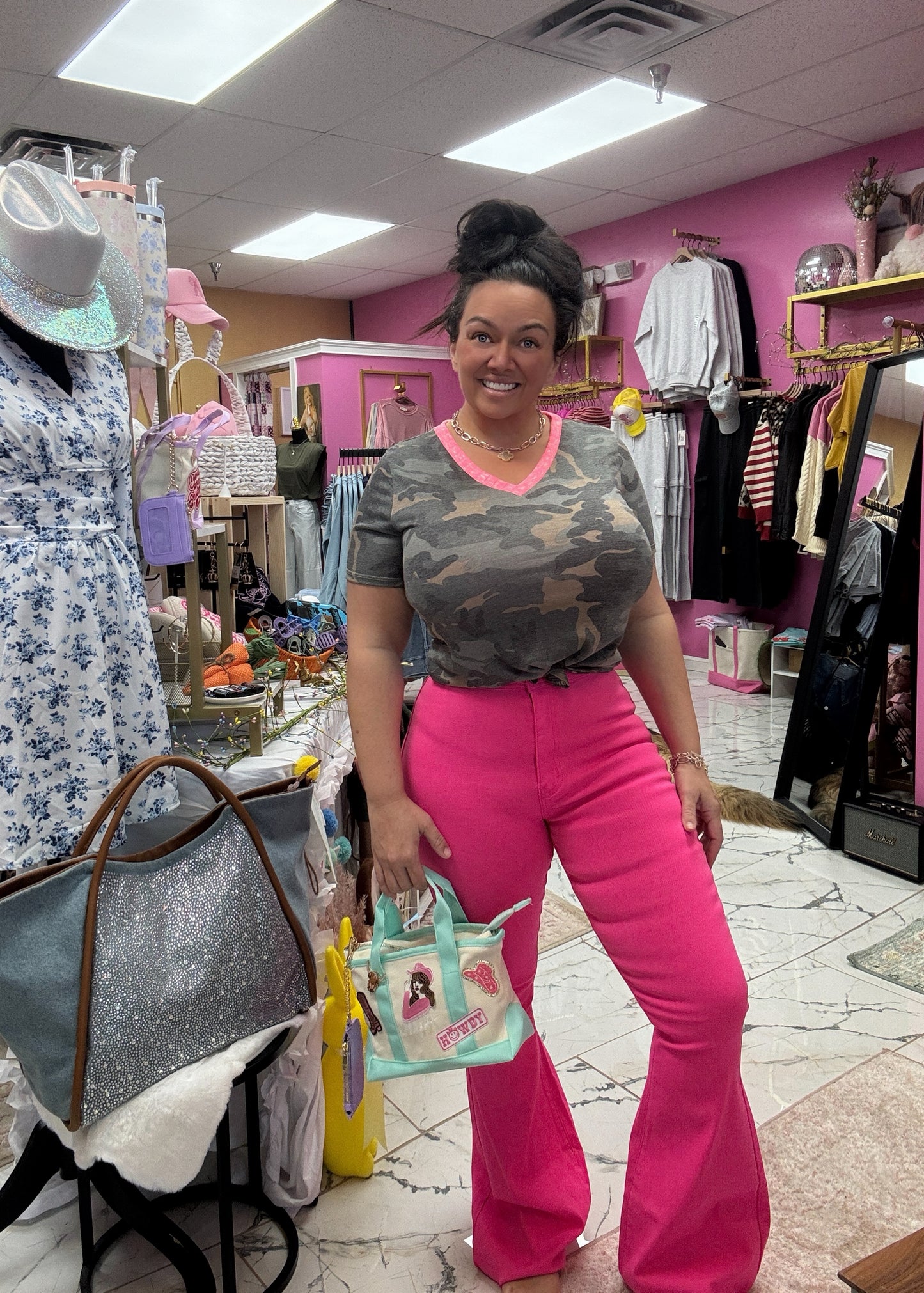 Camo Pink Collared Top