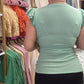 Mint Textured Ruffle Top