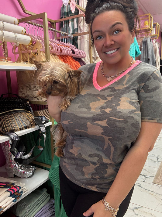 Camo Pink Collared Top