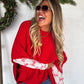 Candy Cane Bow Mesh Long Sleeve Top