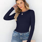 Classic Navy Ribbed Long Sleeve Top