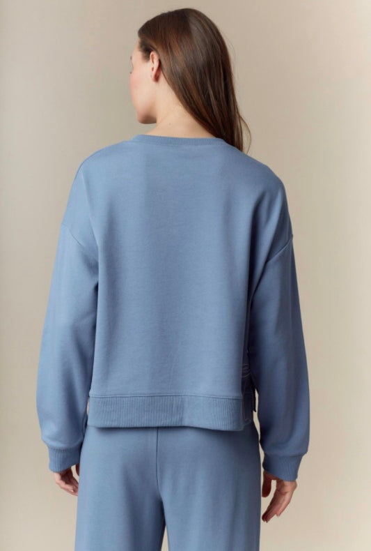 Dusty Blue Bow Detail Sweatshirt