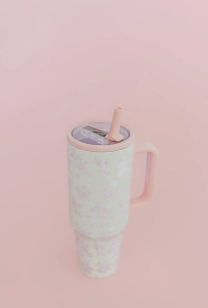 Cream & Pink Floral 40oz Tumbler