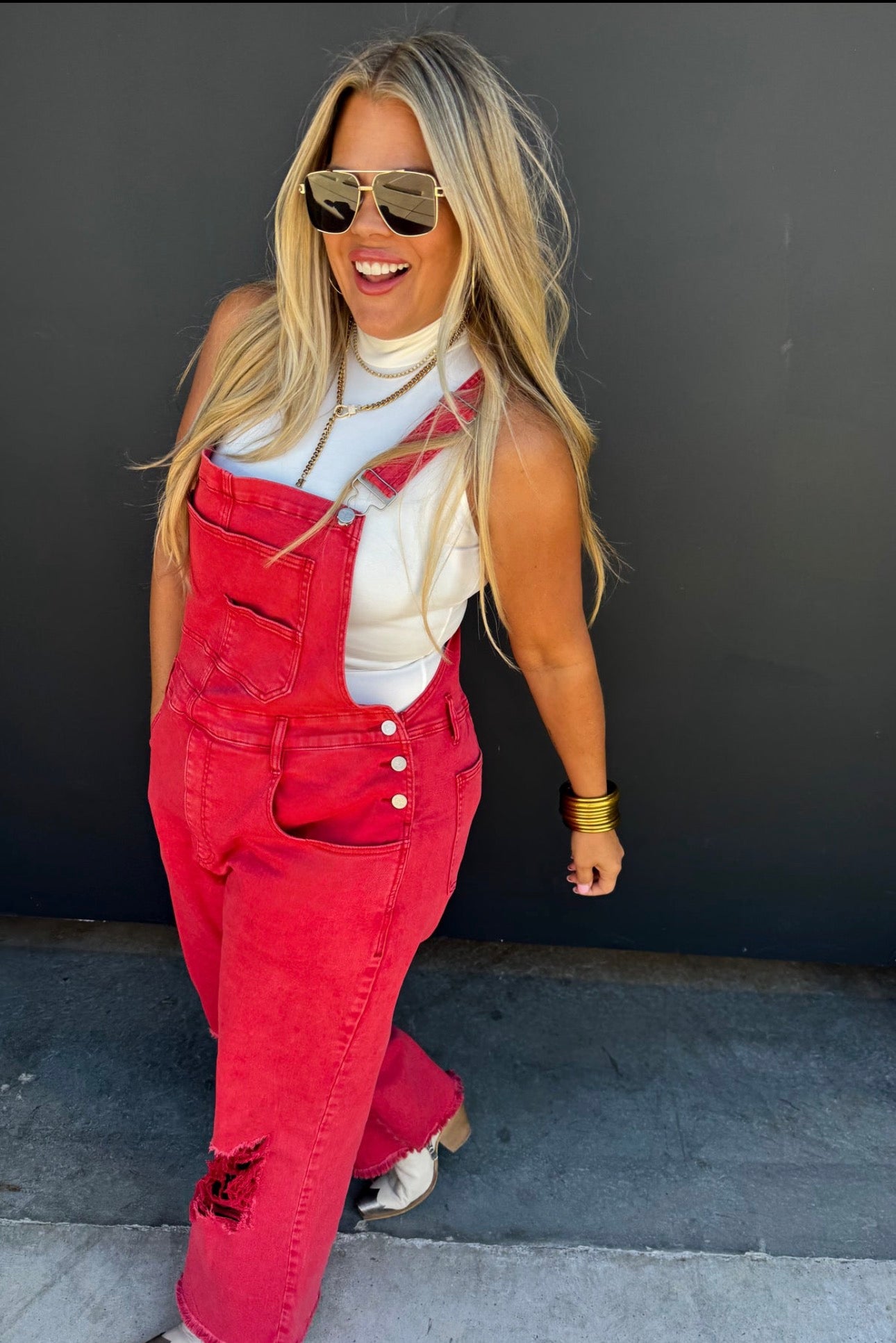 Holly Jolly Distressed Overalls