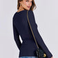 Classic Navy Ribbed Long Sleeve Top