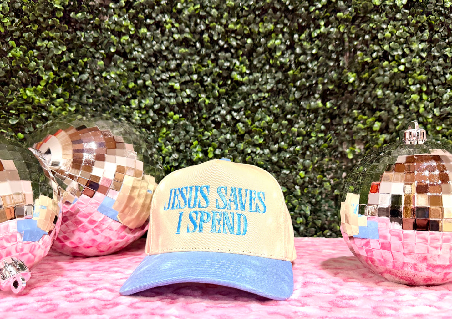 JESUS SAVES I SPEND Embroidery Trucker Hat