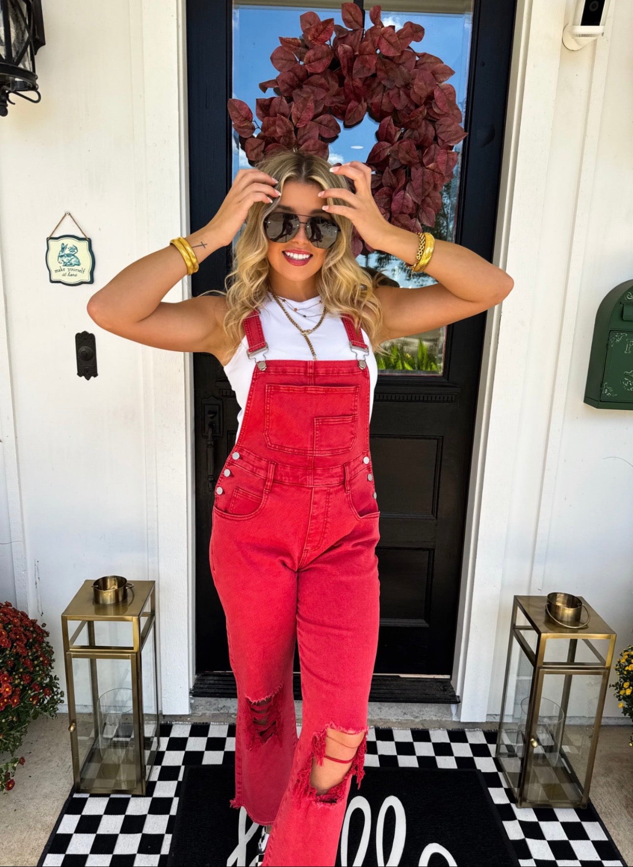 Holly Jolly Distressed Overalls
