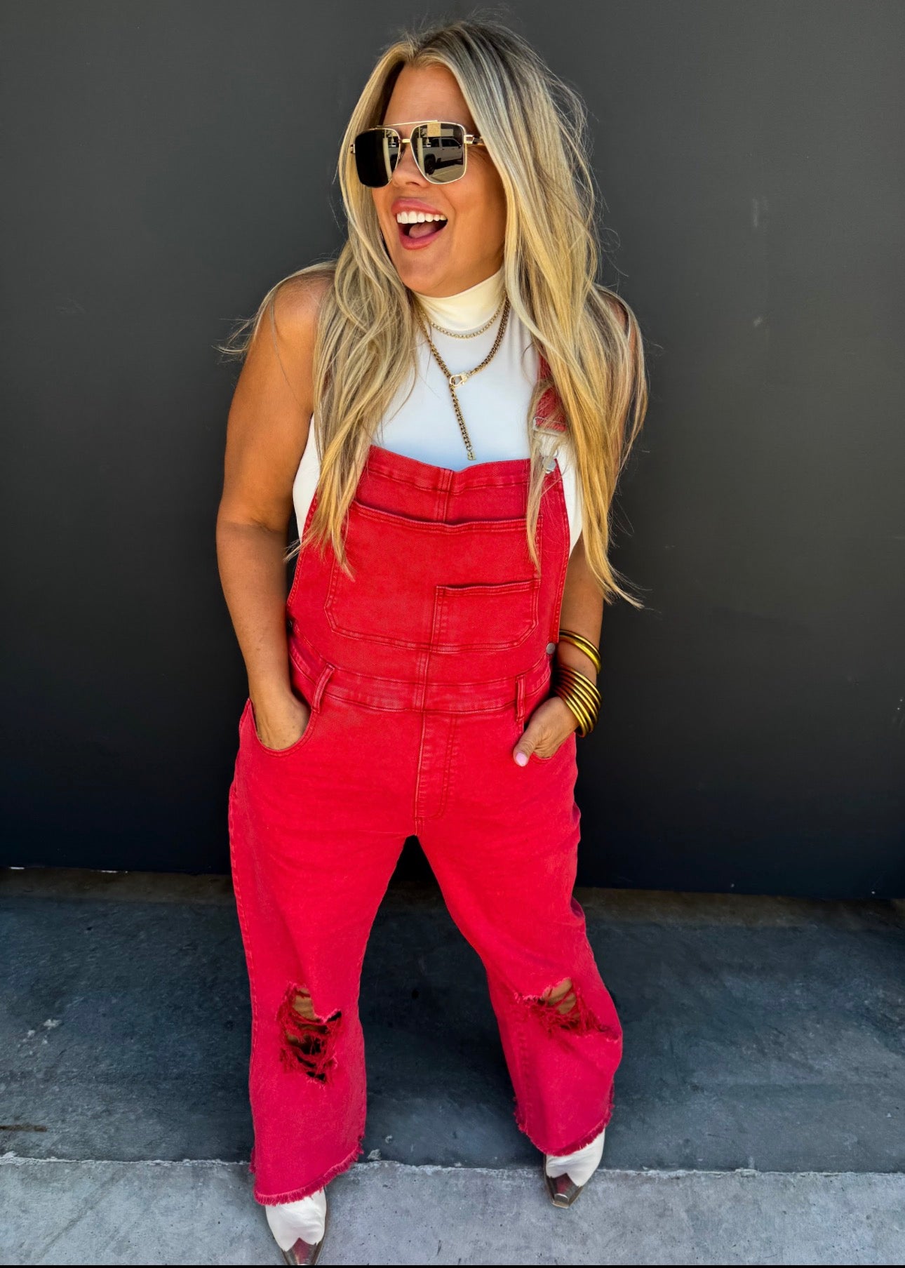 Holly Jolly Distressed Overalls