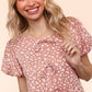PLUS MAUVE BABYDOLL FLORAL TOP