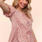 PLUS MAUVE BABYDOLL FLORAL TOP