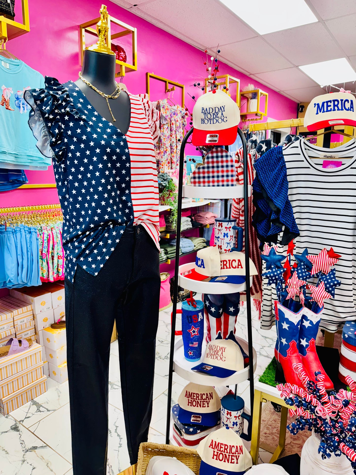 AmericA! Ruffle Sleeve Flag Top