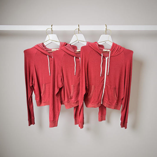 French Terry Zip-Up -Deep Red