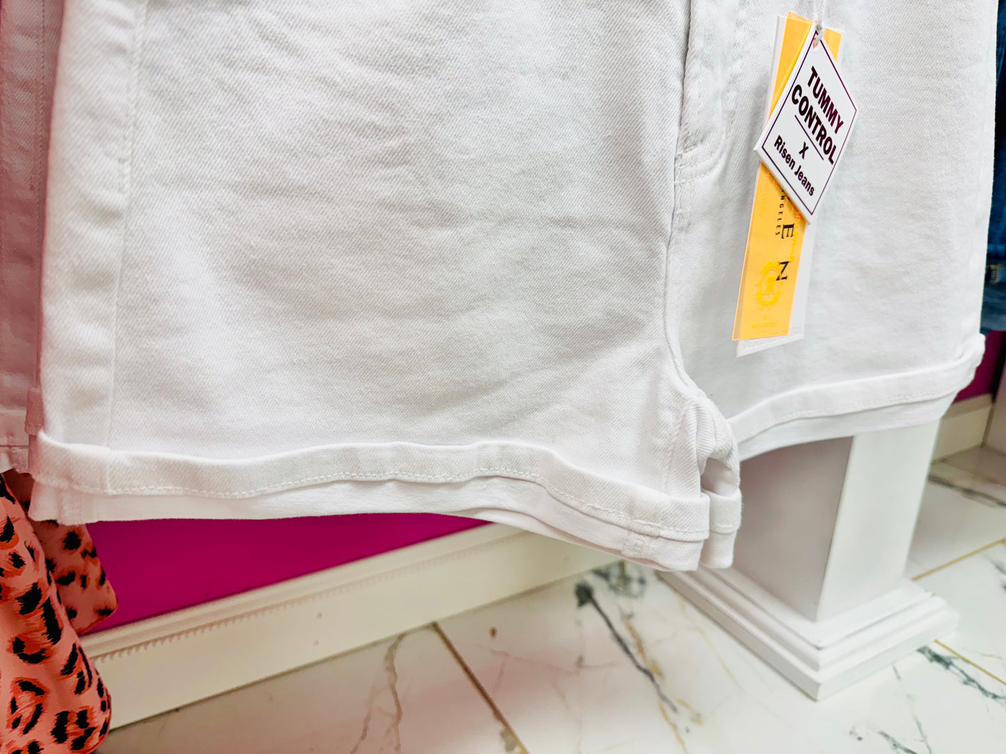 Risen Tummy Control White Cuffed Shorts