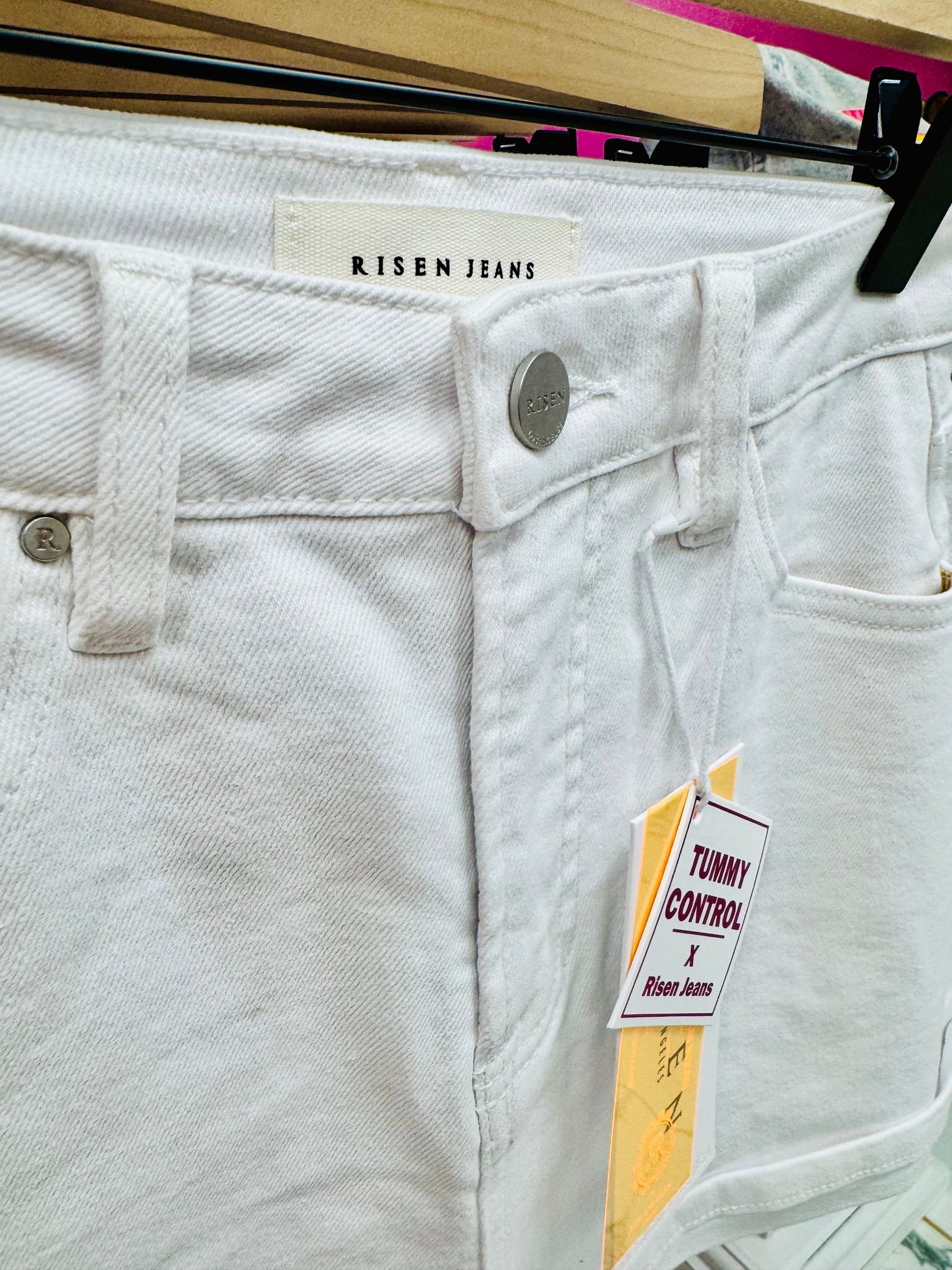 Risen Tummy Control White Cuffed Shorts