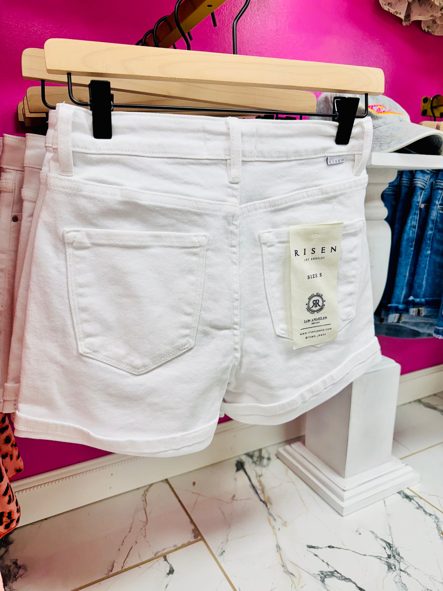 Risen Tummy Control White Cuffed Shorts