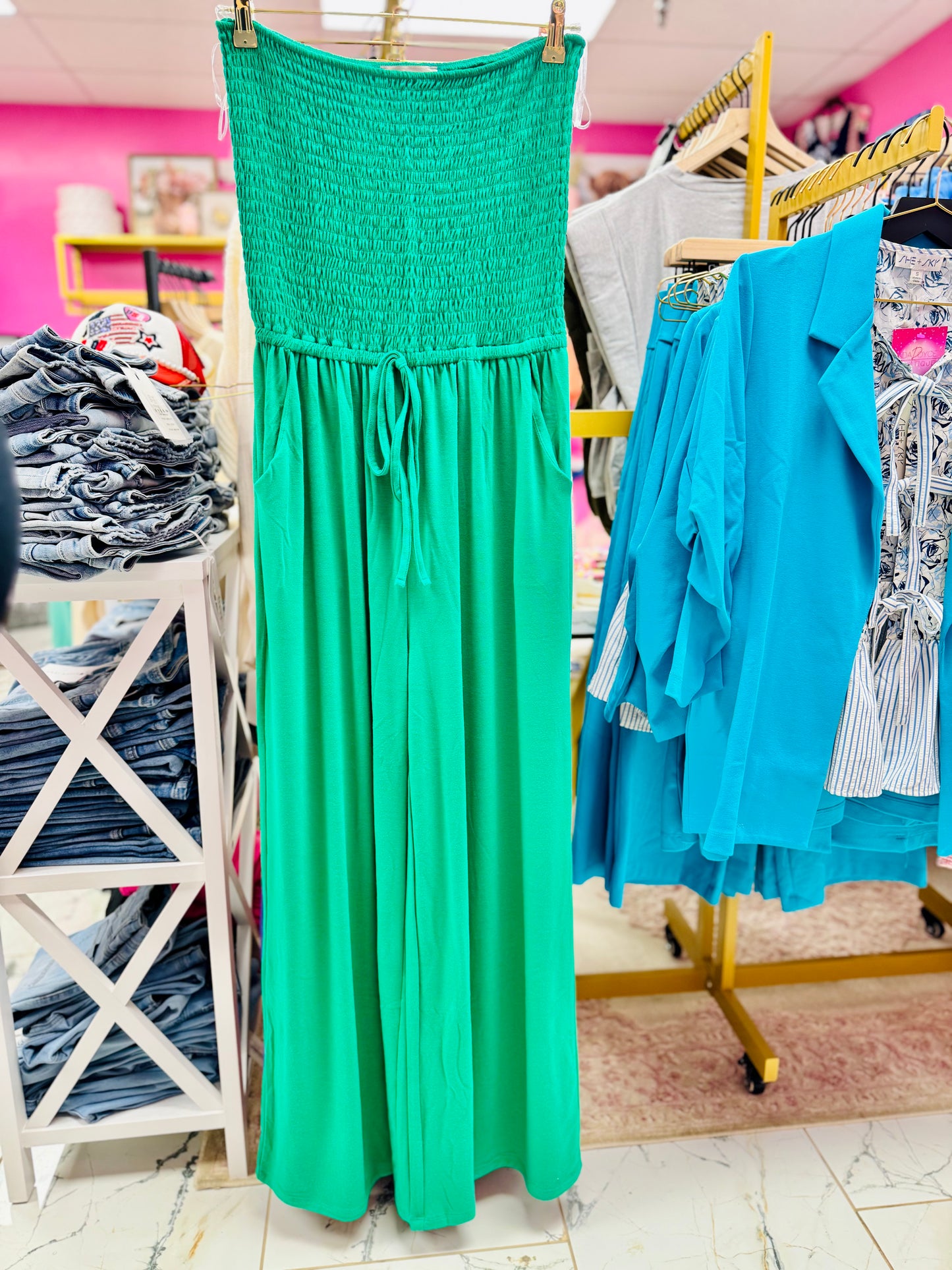 Rumor Goin' Round Smocked Jumpsuit