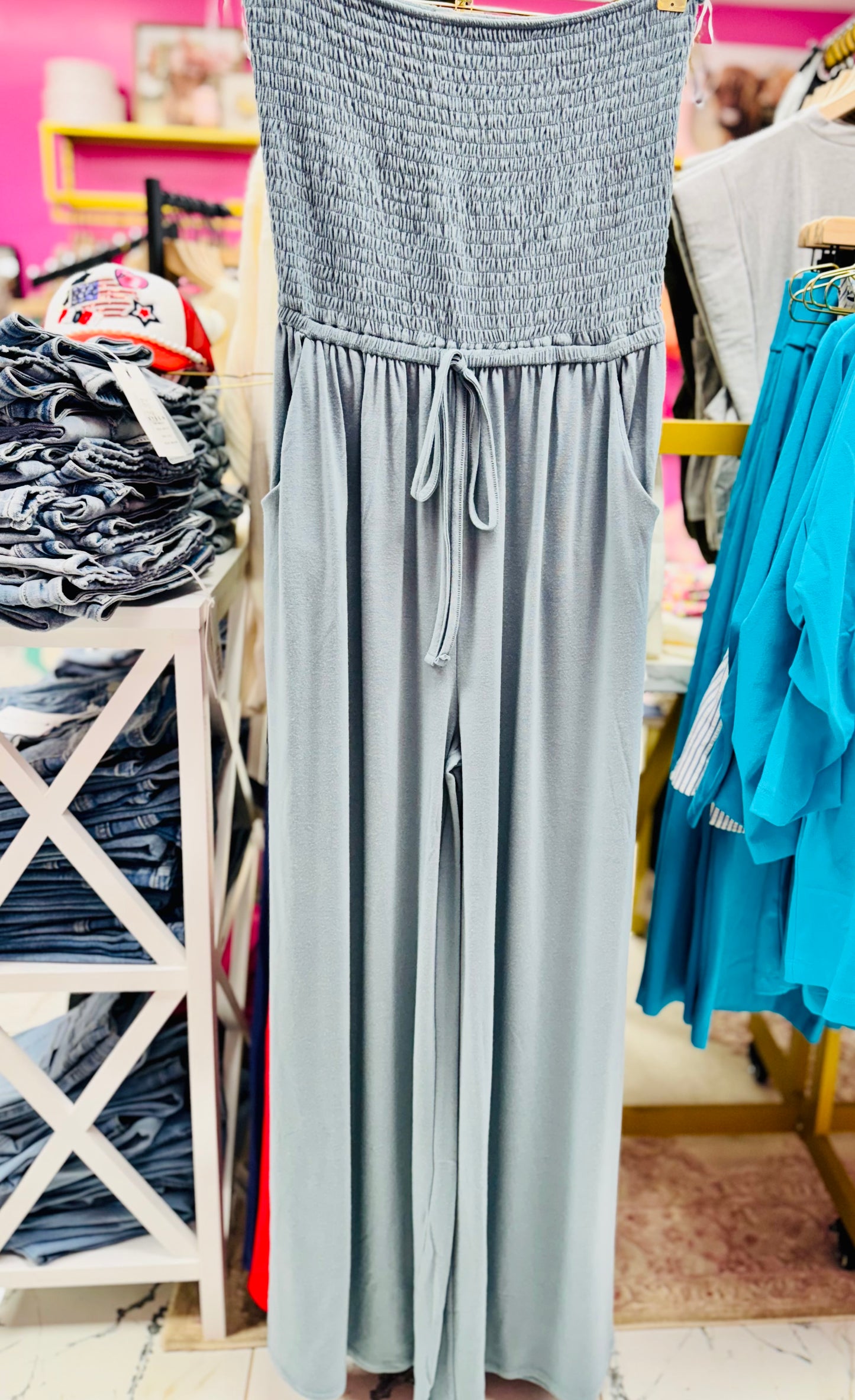 Rumor Goin' Round Smocked Jumpsuit