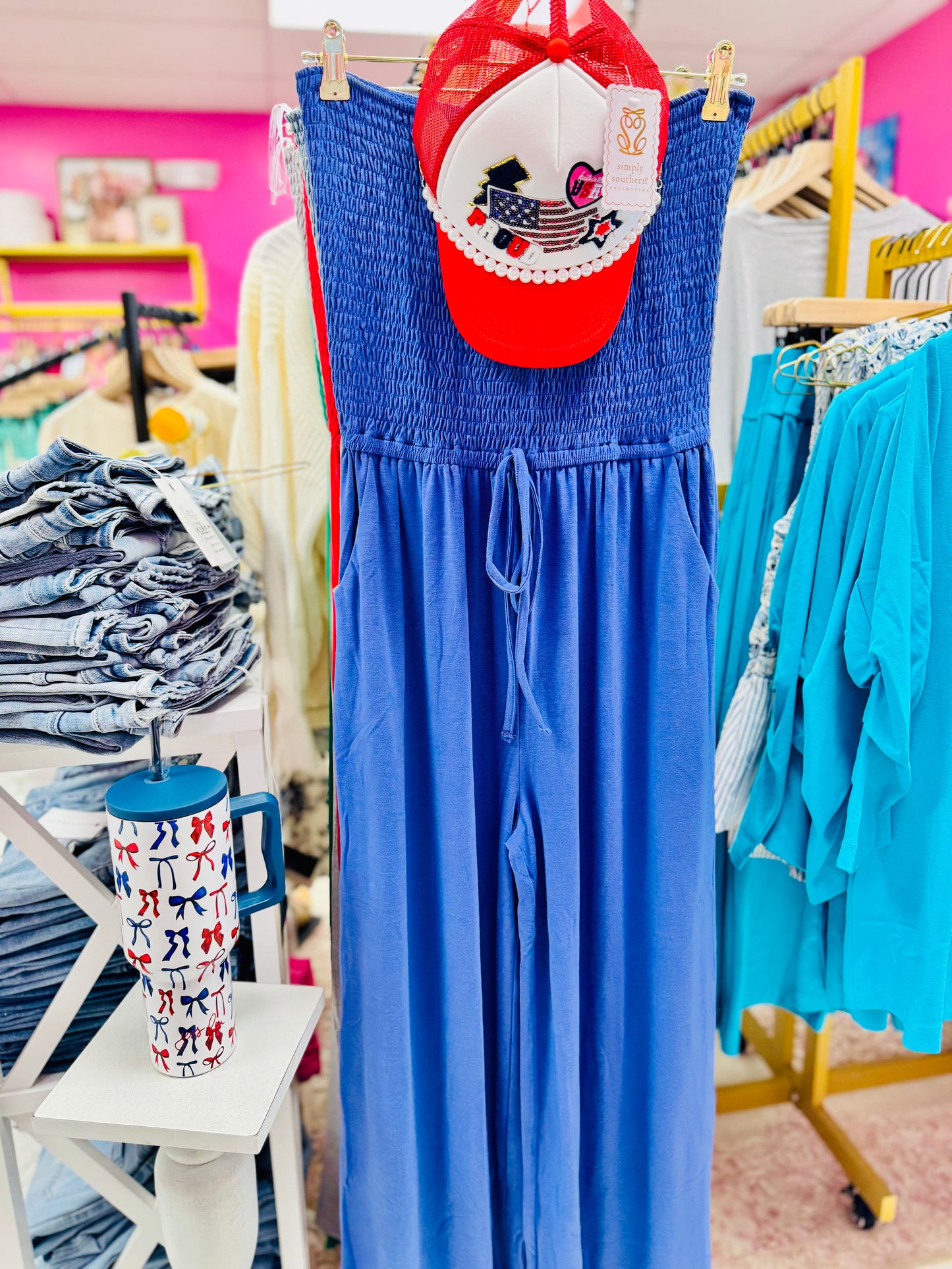 Rumor Goin' Round Smocked Jumpsuit