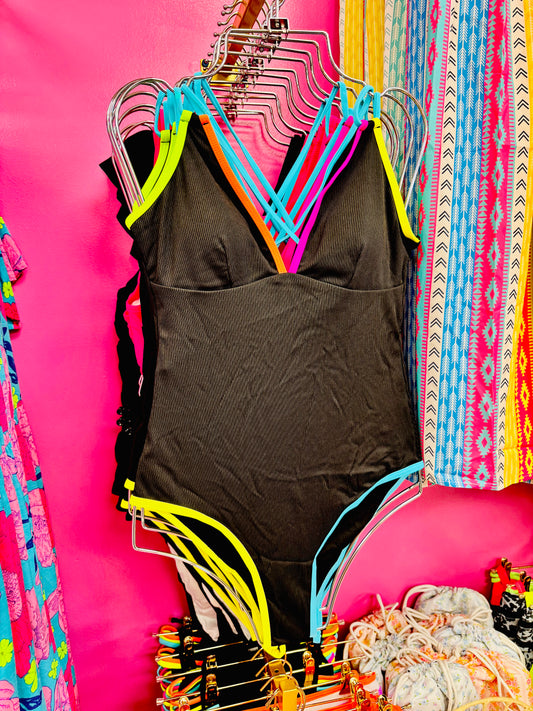 Rainbow Strappy 1 Piece Bathing Suit