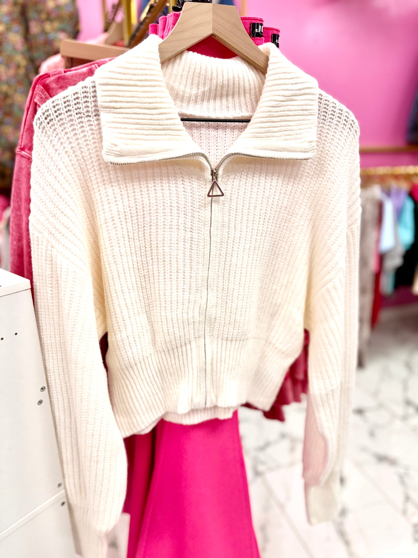 Vanilla Bean Zipped Cardigan Sweater