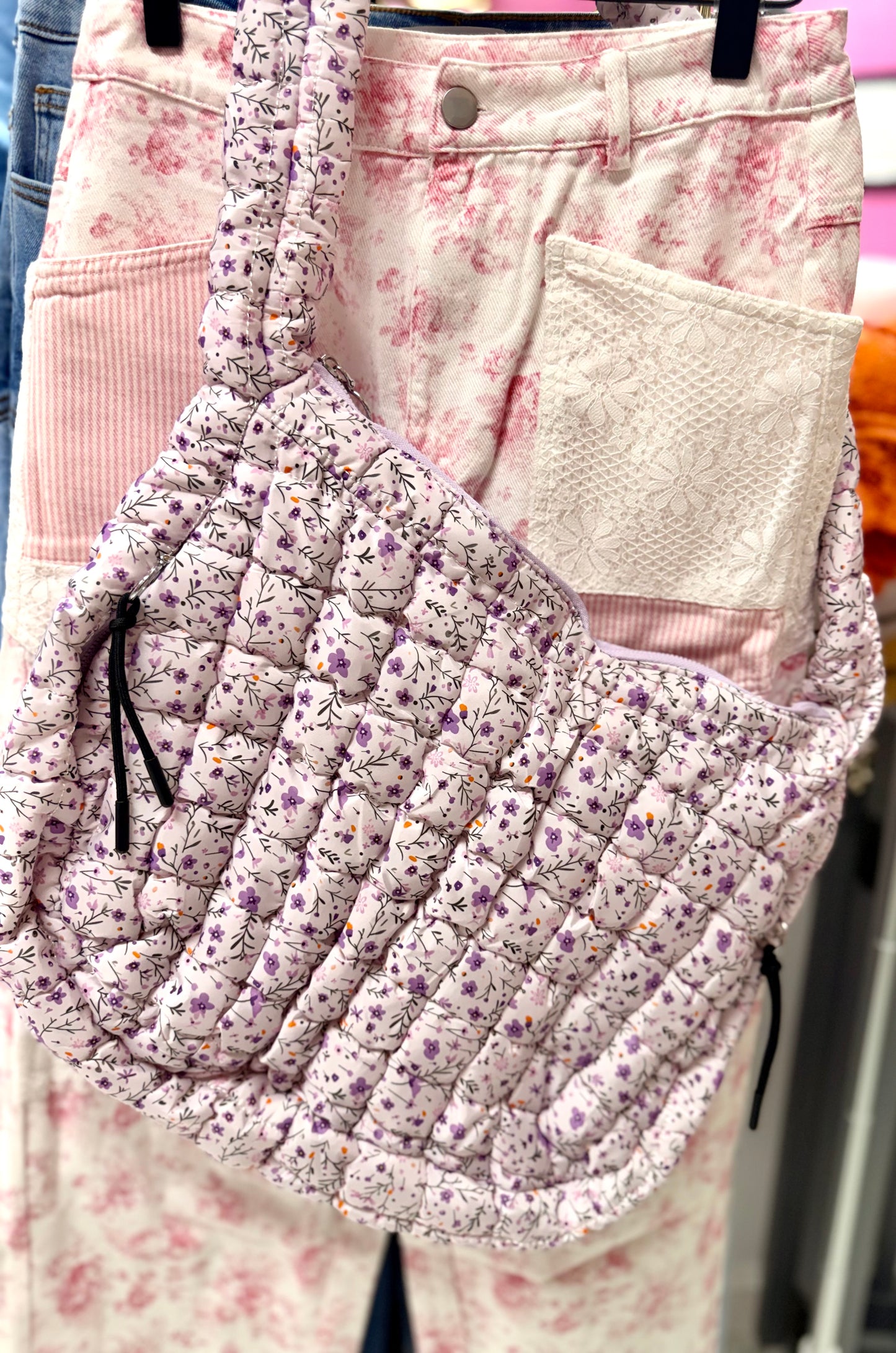 Birdie Disty Floral Quilted Bag - Lavender