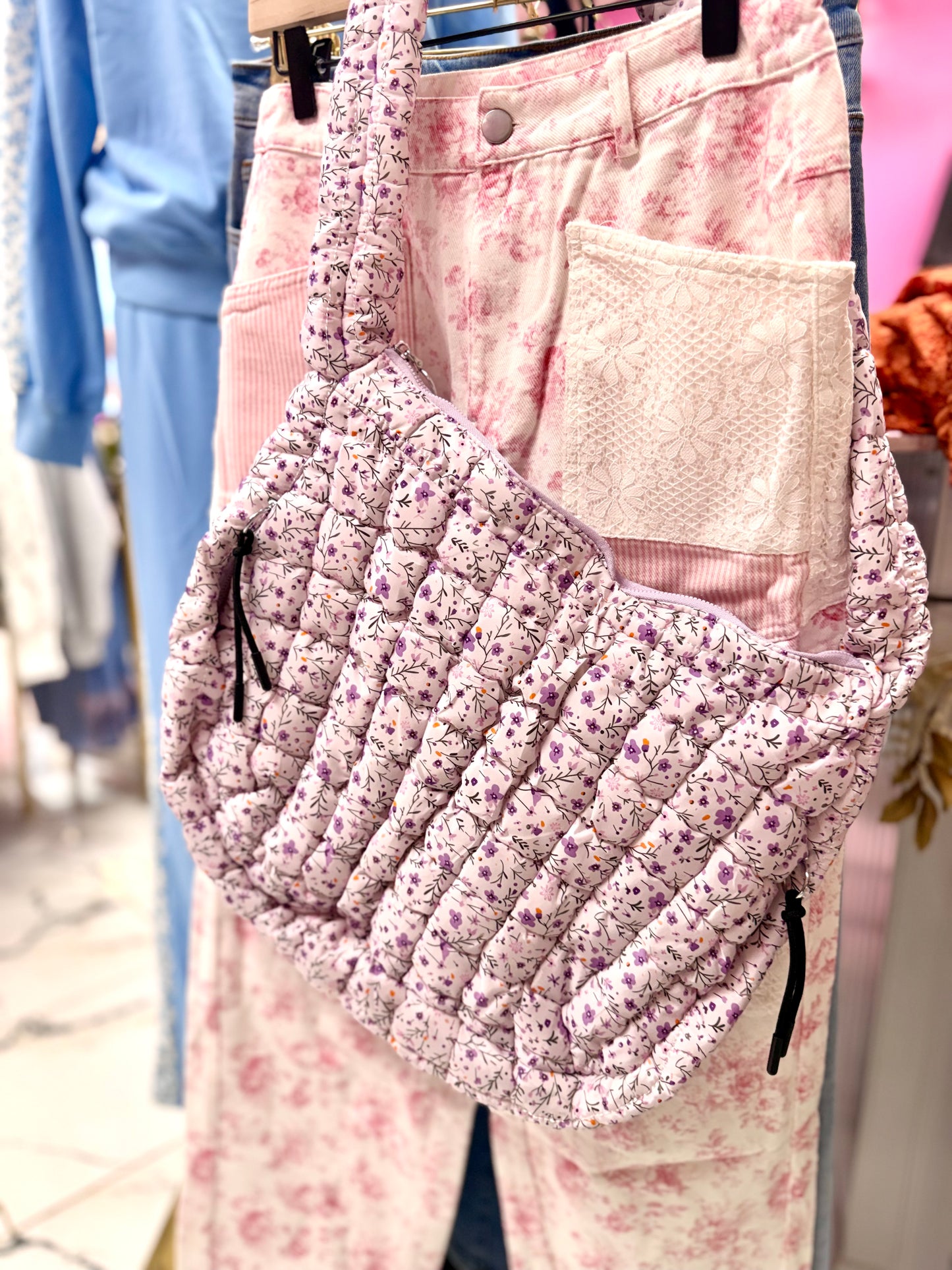 Birdie Disty Floral Quilted Bag - Lavender