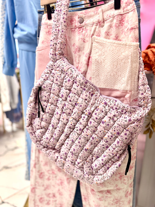 Birdie Disty Floral Quilted Bag - Lavender