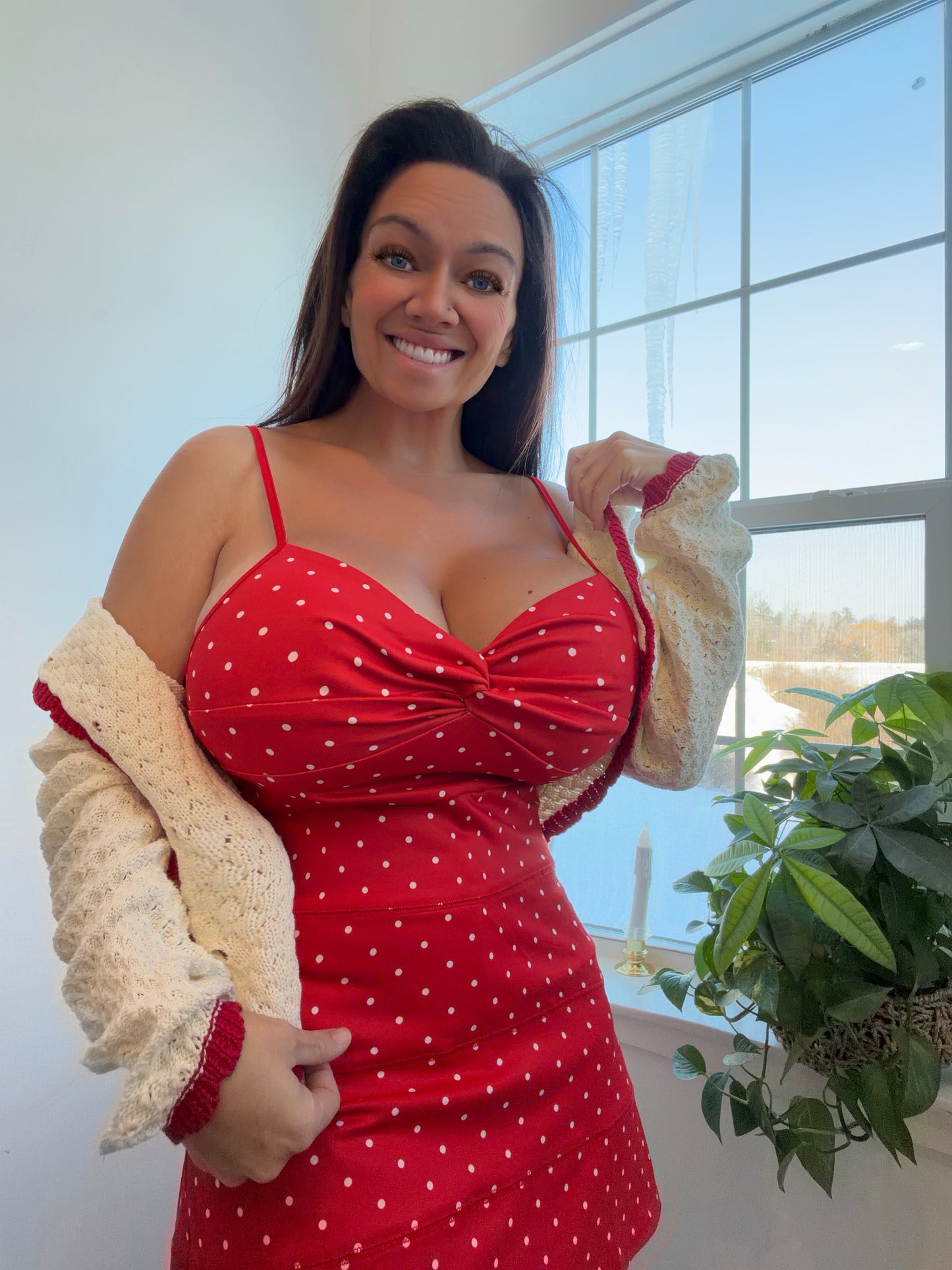 Scarlet Sweetheart Polka Dot Mini Dress ❤️