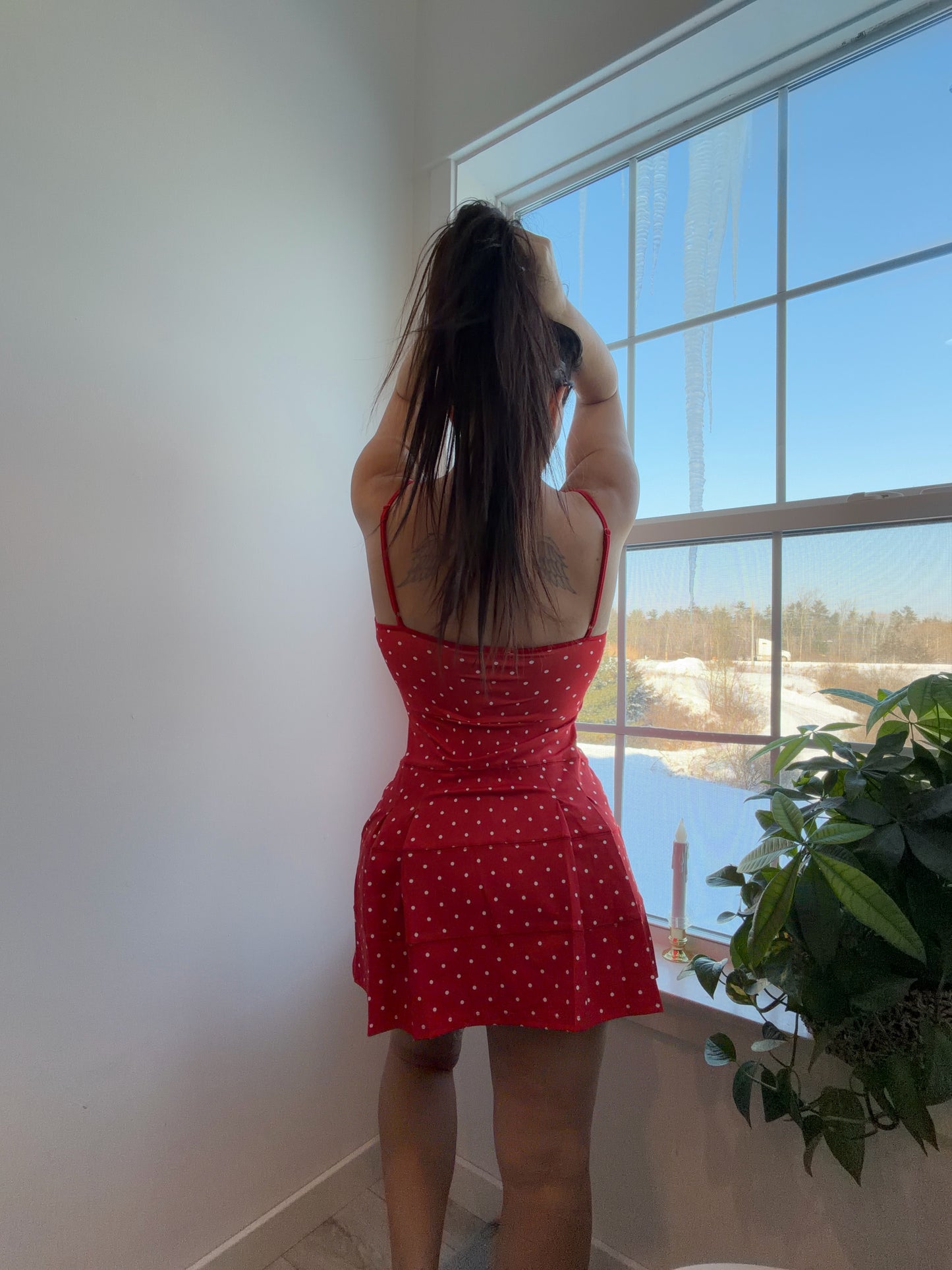 Scarlet Sweetheart Polka Dot Mini Dress ❤️