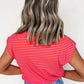 Red & Pink Striped Cap Top
