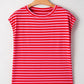 Red & Pink Striped Cap Top