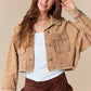 Pearl Embroidery Washed Corduroy Jacket