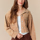 Pearl Embroidery Washed Corduroy Jacket